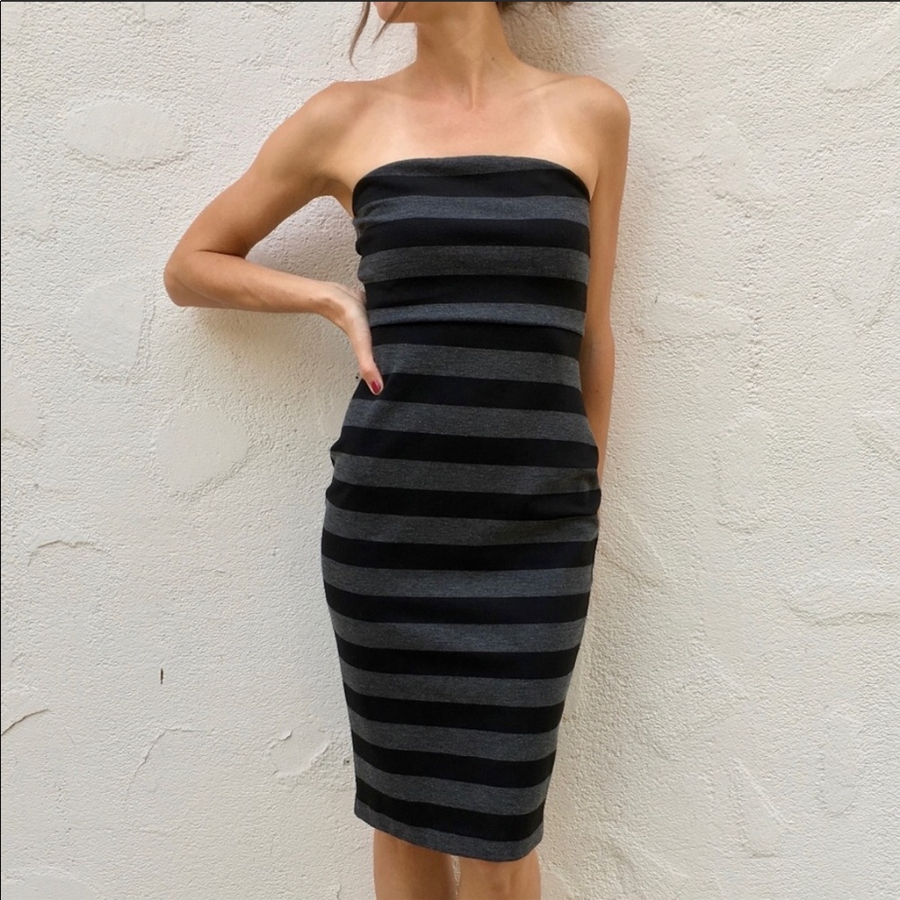 Express Body Con black grey strapless tube dress 8 - Picture 4 of 8